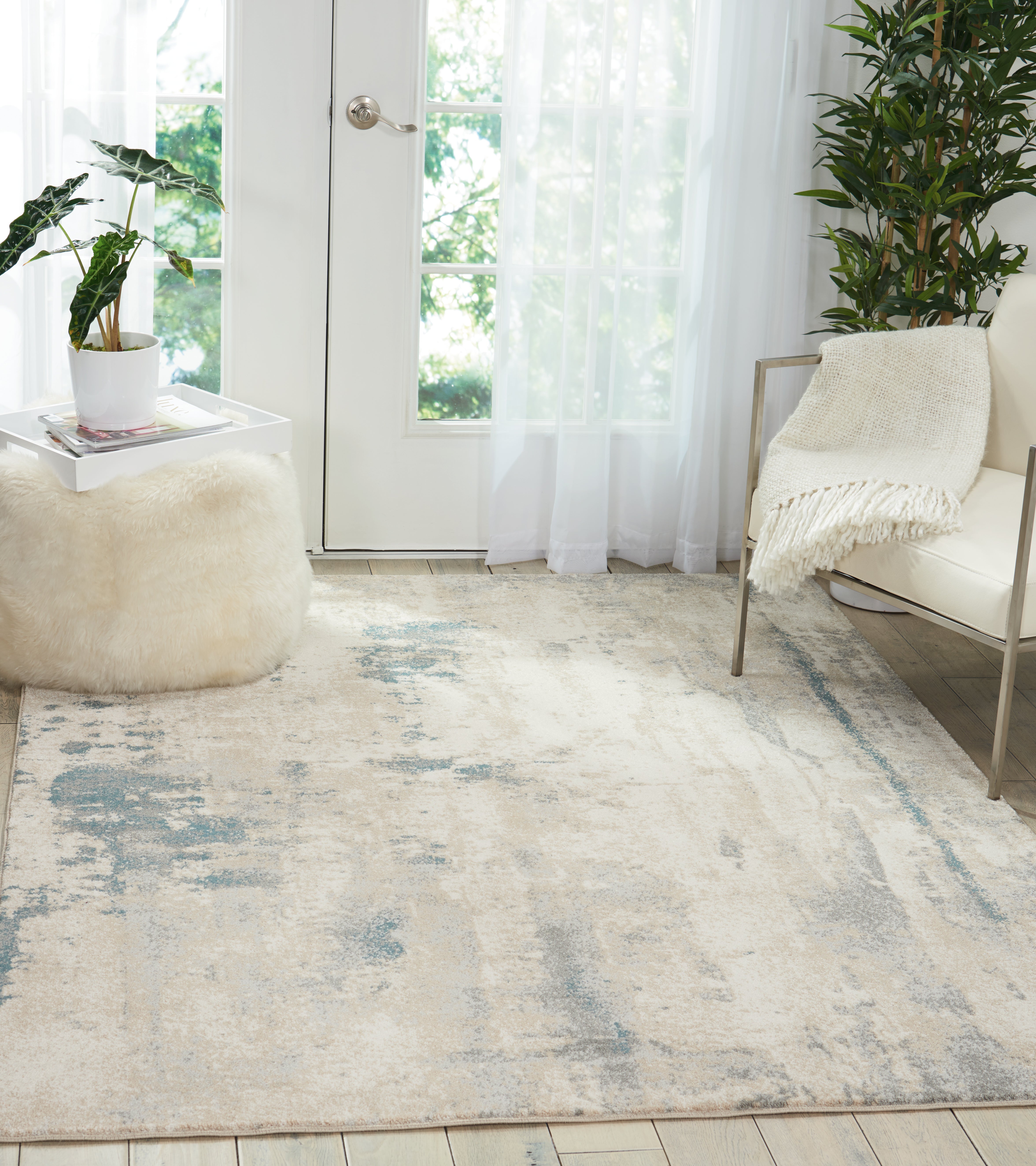 Nourison Maxell MAE17 Ivory/Teal Rug